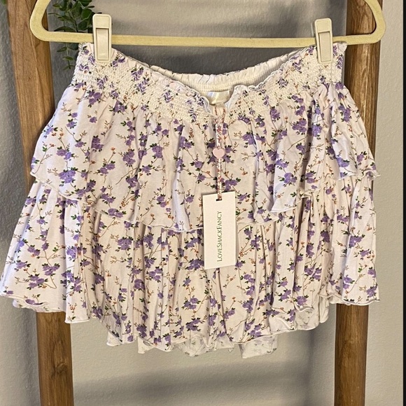 NEW LOVESHACKFANCY ruffle mini dainty skirt in dusty lavender - Picture 4 of 5